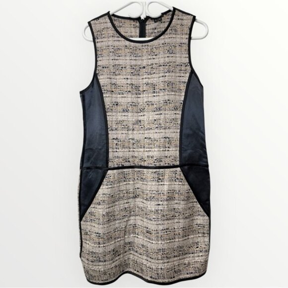 Theory Black and Cream Panel Mini Dress - Picture 1 of 8